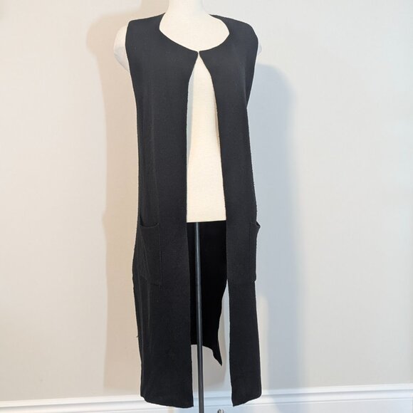 Black Knit Long Vest - Picture 2 of 5